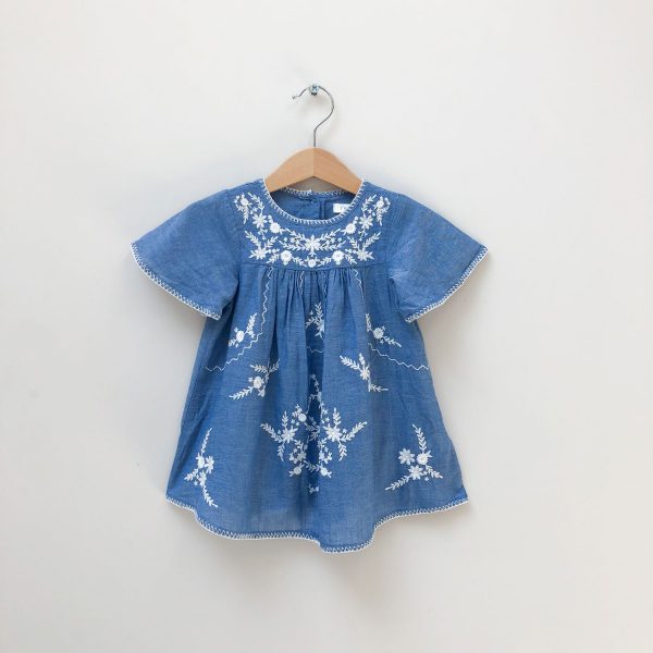 Next baby girls denim embroidered dress