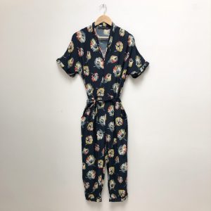 Zara navy floral jumpsuit