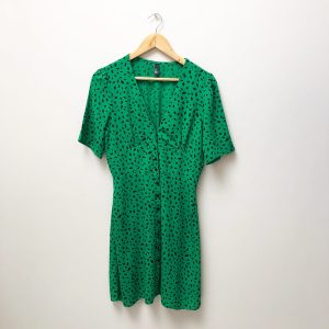 Nobody's Child Green Spotted Dress
