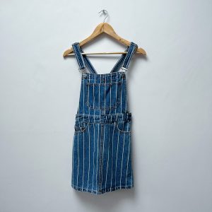 H&M Stripe Denim Pinafore Dress