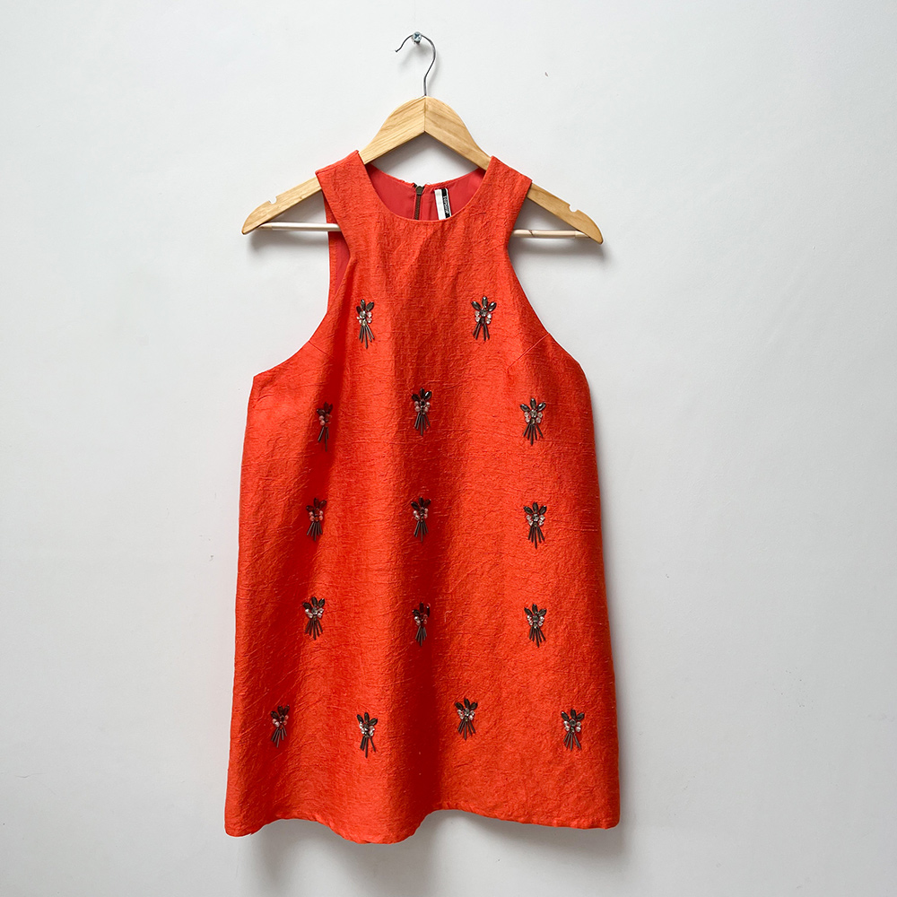 Topshop Orange Embellished Dress