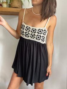 Monochrome Crochet Mini Dress