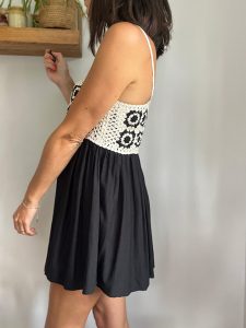 Monochrome Crochet Mini Dress