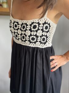 Monochrome Crochet Mini Dress