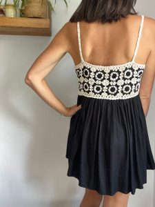 Monochrome Crochet Mini Dress