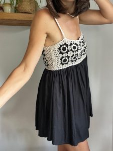 Monochrome Crochet Mini Dress