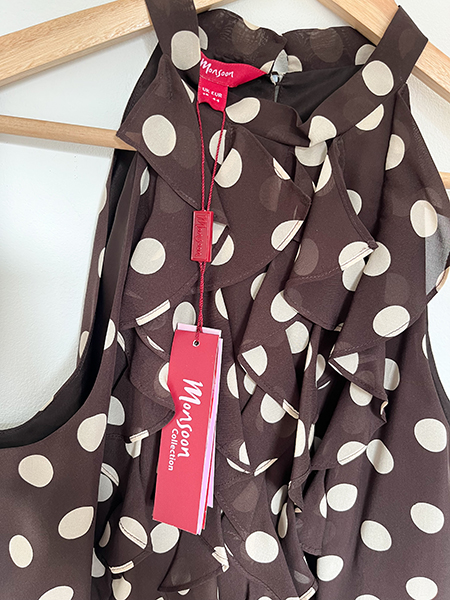Monsoon Brown Polka Dot Frilly Halterneck Top