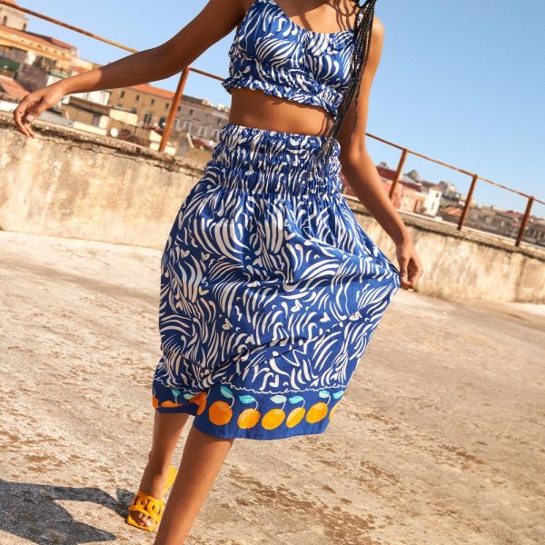 Primark blue orange dress