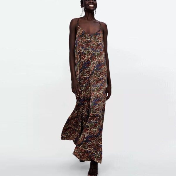 Zara Paisley Satin Jumpsuit