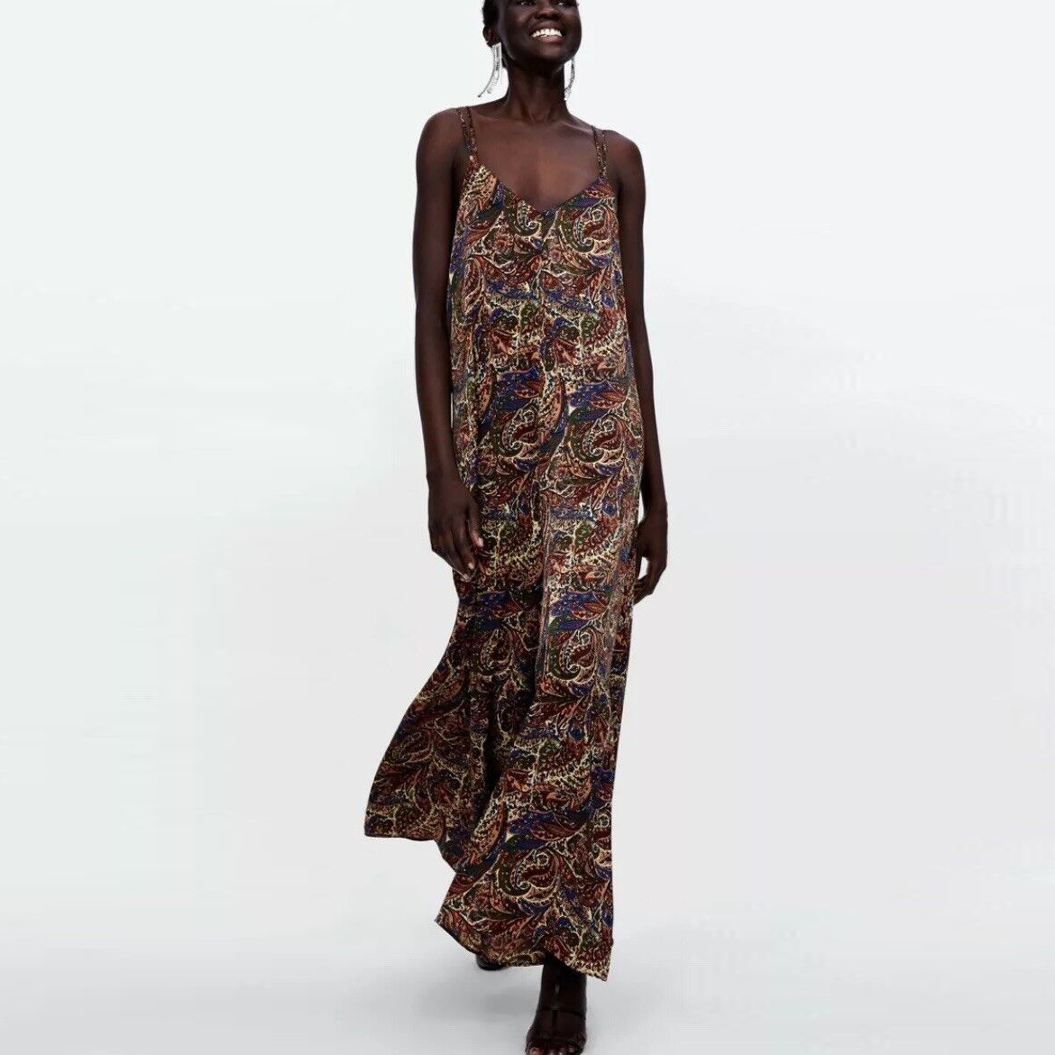 Zara Paisley Satin Jumpsuit
