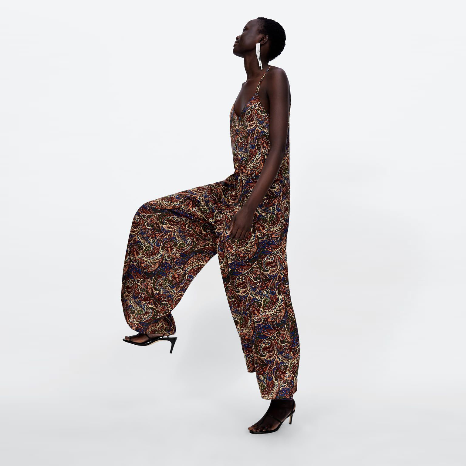 Zara Paisley Satin Jumpsuit