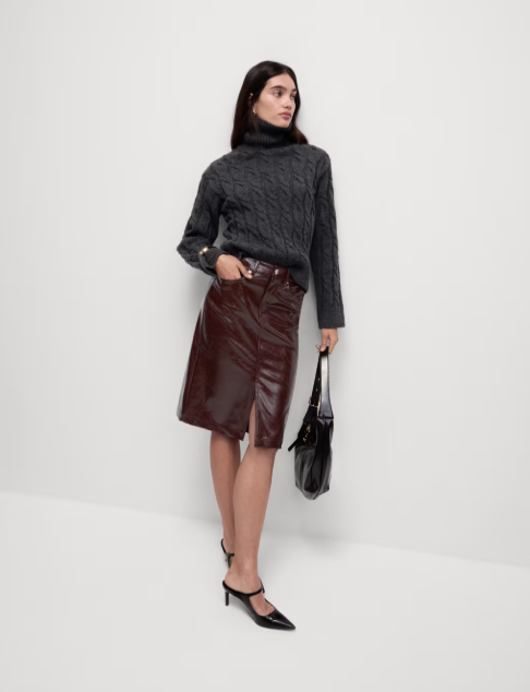 M&S Burgundy Vinyl Skirt
